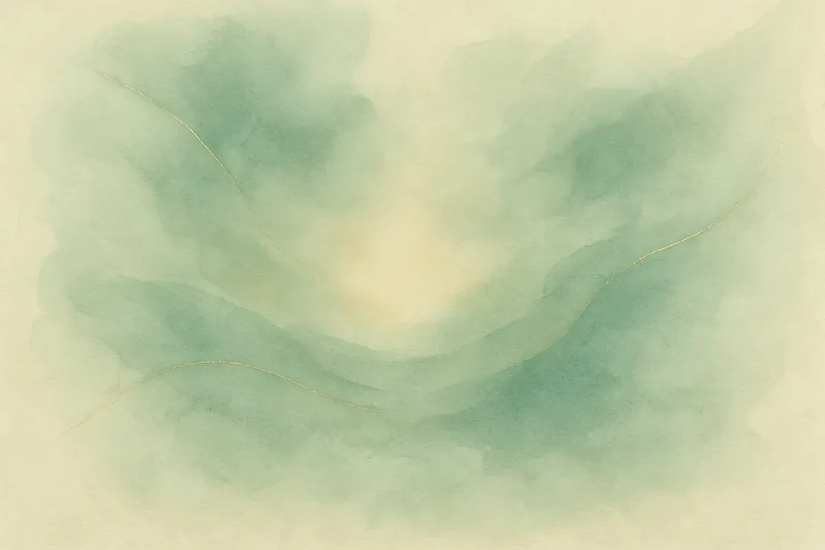 Illustration aquarelle poétique aux tons vert jade, dans le style de La Clairière, évoquant augmenter sa sérotonine naturellement