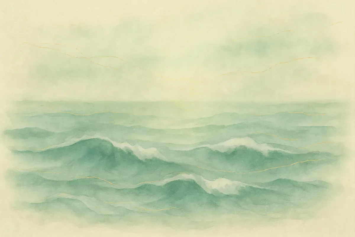 Illustration aquarelle poétique aux tons vert jade, dans le style de La Clairière, évoquant gérer le stress au quotidien : gestes simples