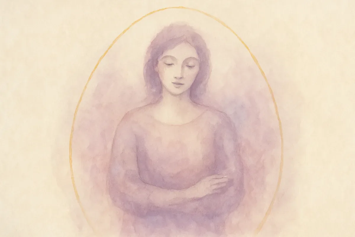 Illustration aquarelle poétique aux tons mauve, dans le style de La Clairière, évoquant oser dire non : poser ses limites